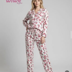 بيجامة ورد زهر ازرار
