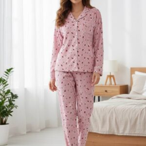 بيجامة باللون الزهر ازرار