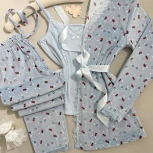 بيجامة باللون الأزرق ٣ قطع